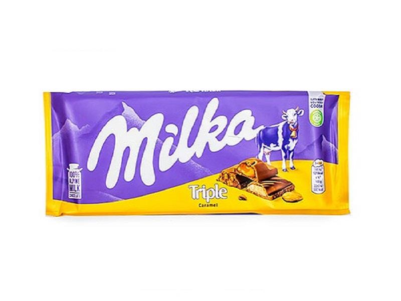 MILKA  شکلات کاراملی با سه مغز مختلف 90 گرم میلکا